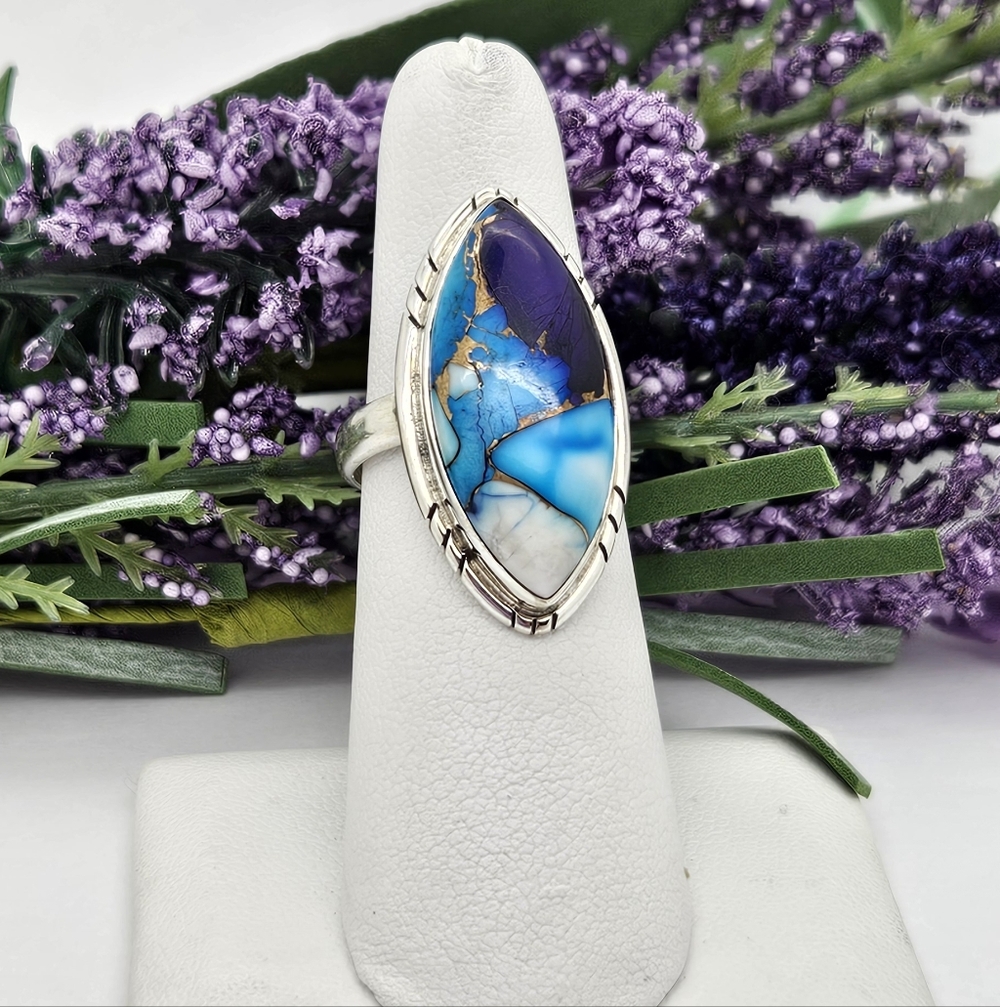 Ice Blue Dahlia Sterling Silver Ring - Picture 8 of 8